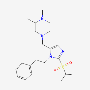 molecular formula C21H32N4O2S B3870740 4-{[2-(isopropylsulfonyl)-1-(2-phenylethyl)-1H-imidazol-5-yl]methyl}-1,2-dimethylpiperazine 