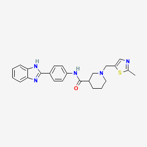 molecular formula C24H25N5OS B3870792 N-[4-(1H-benzimidazol-2-yl)phenyl]-1-[(2-methyl-1,3-thiazol-5-yl)methyl]-3-piperidinecarboxamide 