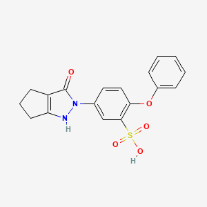 molecular formula C18H16N2O5S B3870793 5-(3-hydroxy-5,6-dihydrocyclopenta[c]pyrazol-2(4H)-yl)-2-phenoxybenzenesulfonic acid 