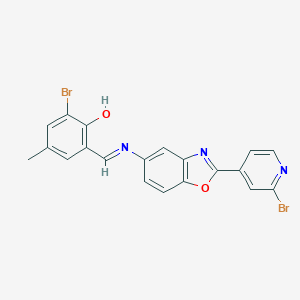 2-Bromo-6-({[2-(2-bromo-4-pyridinyl)-1,3-benzoxazol-5-yl]imino}methyl)-4-methylphenol