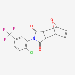 molecular formula C15H9ClF3NO3 B3870900 4-[2-chloro-5-(trifluoromethyl)phenyl]-10-oxa-4-azatricyclo[5.2.1.0~2,6~]dec-8-ene-3,5-dione 