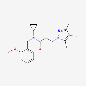 molecular formula C20H27N3O2 B3870931 N-cyclopropyl-N-(2-methoxybenzyl)-3-(3,4,5-trimethyl-1H-pyrazol-1-yl)propanamide 