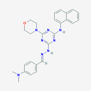 molecular formula C26H28N8O B387095 4-(Dimethylamino)benzaldehyde [4-(4-morpholinyl)-6-(1-naphthylamino)-1,3,5-triazin-2-yl]hydrazone 
