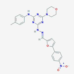 molecular formula C25H24N8O4 B387096 4-N-(4-methylphenyl)-6-morpholin-4-yl-2-N-[(E)-[5-(4-nitrophenyl)furan-2-yl]methylideneamino]-1,3,5-triazine-2,4-diamine 