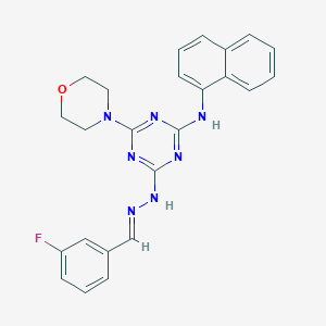 2-N-[(E)-(3-fluorophenyl)methylideneamino]-6-morpholin-4-yl-4-N-naphthalen-1-yl-1,3,5-triazine-2,4-diamine