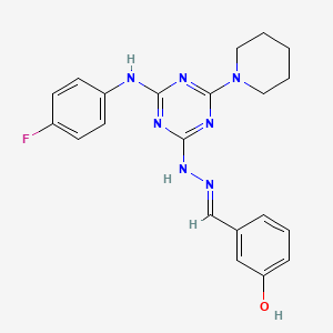 3-hydroxybenzaldehyde [4-[(4-fluorophenyl)amino]-6-(1-piperidinyl)-1,3,5-triazin-2-yl]hydrazone