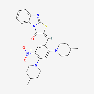 molecular formula C28H31N5O3S B3870990 2-[2,4-bis(4-methyl-1-piperidinyl)-5-nitrobenzylidene][1,3]thiazolo[3,2-a]benzimidazol-3(2H)-one 