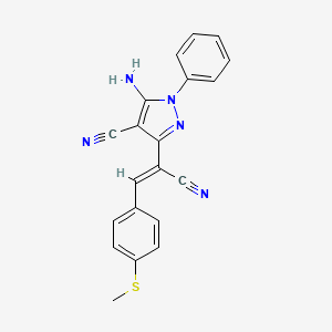 molecular formula C20H15N5S B3871013 5-amino-3-{1-cyano-2-[4-(methylthio)phenyl]vinyl}-1-phenyl-1H-pyrazole-4-carbonitrile 
