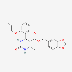 1,3-benzodioxol-5-ylmethyl 6-methyl-2-oxo-4-(2-propoxyphenyl)-1,2,3,4-tetrahydro-5-pyrimidinecarboxylate