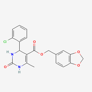 molecular formula C20H17ClN2O5 B3871060 1,3-benzodioxol-5-ylmethyl 4-(2-chlorophenyl)-6-methyl-2-oxo-1,2,3,4-tetrahydro-5-pyrimidinecarboxylate 
