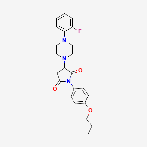 molecular formula C23H26FN3O3 B3871074 3-[4-(2-fluorophenyl)-1-piperazinyl]-1-(4-propoxyphenyl)-2,5-pyrrolidinedione 