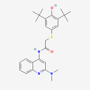 2-[(3,5-di-tert-butyl-4-hydroxyphenyl)thio]-N-[2-(dimethylamino)-4-quinolinyl]acetamide