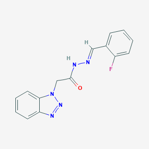 molecular formula C15H12FN5O B387110 2-(1H-benzotriazol-1-yl)-N'-[(E)-(2-fluorophenyl)methylidene]acetohydrazide 