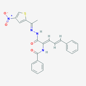 molecular formula C24H20N4O4S B387118 N-(1-{[2-(1-{4-nitro-2-thienyl}ethylidene)hydrazino]carbonyl}-4-phenyl-1,3-butadienyl)benzamide 