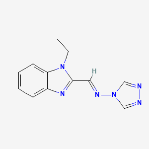 molecular formula C12H12N6 B3871188 N-[(1-ethyl-1H-benzimidazol-2-yl)methylene]-4H-1,2,4-triazol-4-amine 