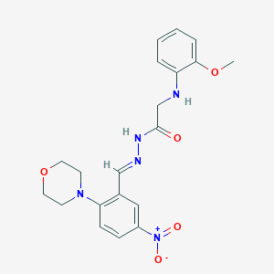 molecular formula C20H23N5O5 B387119 N'-[5-nitro-2-(4-morpholinyl)benzylidene]-2-(2-methoxyanilino)acetohydrazide 