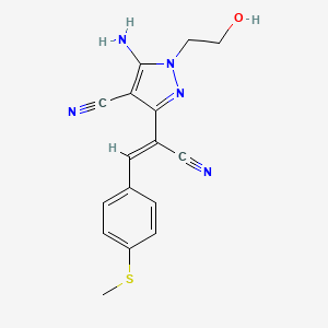 molecular formula C16H15N5OS B3871198 5-AMINO-3-[(1Z)-1-CYANO-2-[4-(METHYLSULFANYL)PHENYL]ETH-1-EN-1-YL]-1-(2-HYDROXYETHYL)-1H-PYRAZOLE-4-CARBONITRILE 