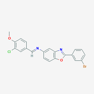 molecular formula C21H14BrClN2O2 B387120 N-[2-(3-bromophenyl)-1,3-benzoxazol-5-yl]-N-(3-chloro-4-methoxybenzylidene)amine 