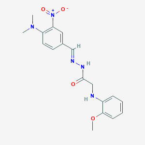 molecular formula C18H21N5O4 B387121 N'-{4-(dimethylamino)-3-nitrobenzylidene}-2-(2-methoxyanilino)acetohydrazide 