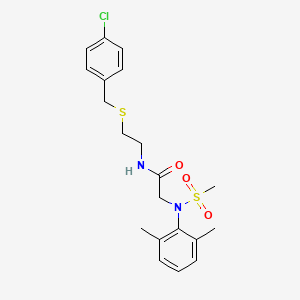 molecular formula C20H25ClN2O3S2 B3871215 N~1~-{2-[(4-chlorobenzyl)thio]ethyl}-N~2~-(2,6-dimethylphenyl)-N~2~-(methylsulfonyl)glycinamide 