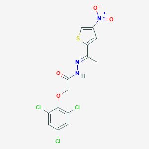 molecular formula C14H10Cl3N3O4S B387122 N'-(1-{4-nitro-2-thienyl}ethylidene)-2-(2,4,6-trichlorophenoxy)acetohydrazide 