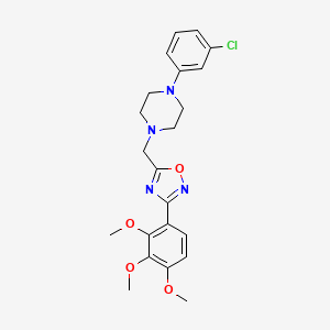 molecular formula C22H25ClN4O4 B3871220 1-(3-chlorophenyl)-4-{[3-(2,3,4-trimethoxyphenyl)-1,2,4-oxadiazol-5-yl]methyl}piperazine 