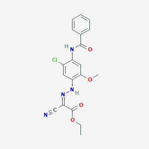 molecular formula C19H17ClN4O4 B387123 Ethyl {[4-(benzoylamino)-5-chloro-2-methoxyphenyl]hydrazono}(cyano)acetate 