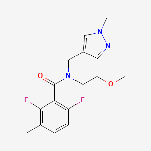 molecular formula C16H19F2N3O2 B3871233 2,6-difluoro-N-(2-methoxyethyl)-3-methyl-N-[(1-methyl-1H-pyrazol-4-yl)methyl]benzamide 