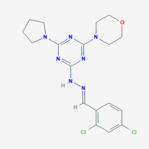 molecular formula C18H21Cl2N7O B387125 2,4-Dichlorobenzaldehyde (4-morpholin-4-yl-6-pyrrolidin-1-yl-1,3,5-triazin-2-yl)hydrazone 