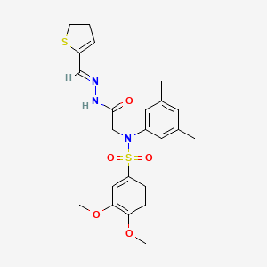 molecular formula C23H25N3O5S2 B3871281 N-(3,5-DIMETHYLPHENYL)-3,4-DIMETHOXY-N-({N'-[(E)-(THIOPHEN-2-YL)METHYLIDENE]HYDRAZINECARBONYL}METHYL)BENZENE-1-SULFONAMIDE CAS No. 5611-28-9