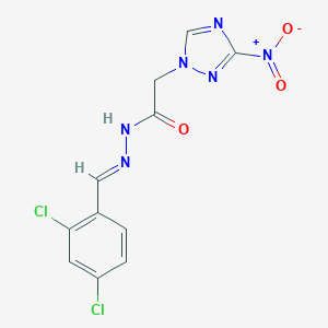 molecular formula C11H8Cl2N6O3 B387131 N'-(2,4-dichlorobenzylidene)-2-{3-nitro-1H-1,2,4-triazol-1-yl}acetohydrazide 