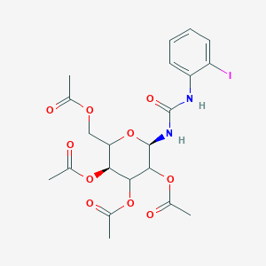 molecular formula C21H25IN2O10 B387132 3,5-bis(acetyloxy)-2-[(acetyloxy)methyl]-6-{[(2-iodoanilino)carbonyl]amino}tetrahydro-2H-pyran-4-yl acetate 