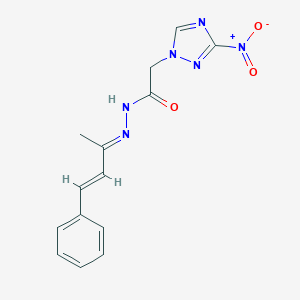 molecular formula C14H14N6O3 B387134 2-{3-nitro-1H-1,2,4-triazol-1-yl}-N'-(1-methyl-3-phenyl-2-propenylidene)acetohydrazide 