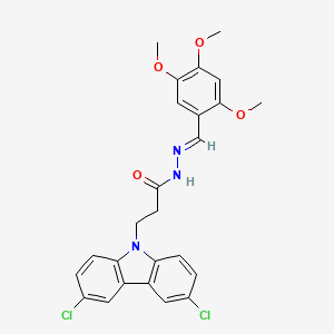 molecular formula C25H23Cl2N3O4 B3871356 3-(3,6-dichloro-9H-carbazol-9-yl)-N'-[(E)-(2,4,5-trimethoxyphenyl)methylidene]propanehydrazide 