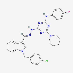 1-(4-chlorobenzyl)-1H-indole-3-carbaldehyde [4-[(4-fluorophenyl)amino]-6-(1-piperidinyl)-1,3,5-triazin-2-yl]hydrazone