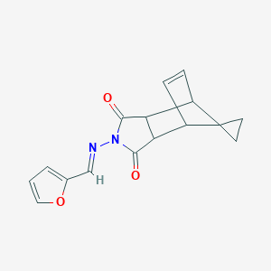 molecular formula C16H14N2O3 B3871441 2-{[(1E)-2-FURYLMETHYLENE]AMINO}-3A,4,7,7A-TETRAHYDRO-1H-SPIRO[2-AZA-4,7-METHANOISOINDOLE-8,1'-CYCLOPROPANE]-1,3(2H)-DIONE 