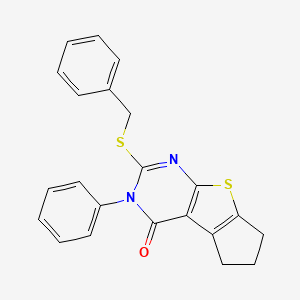 2-(benzylthio)-3-phenyl-3,5,6,7-tetrahydro-4H-cyclopenta[4,5]thieno[2,3-d]pyrimidin-4-one