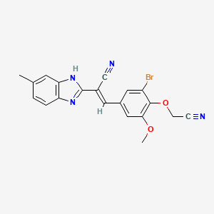 (E)-3-[3-bromo-4-(cyanomethoxy)-5-methoxyphenyl]-2-(6-methyl-1H-benzimidazol-2-yl)prop-2-enenitrile