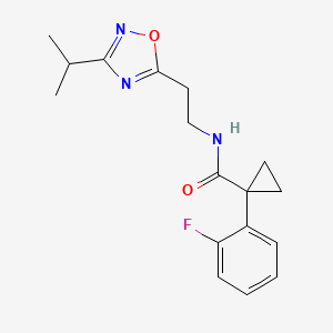 molecular formula C17H20FN3O2 B3871525 1-(2-fluorophenyl)-N-[2-(3-isopropyl-1,2,4-oxadiazol-5-yl)ethyl]cyclopropanecarboxamide 