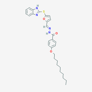 molecular formula C29H34N4O3S B387157 N'-{[5-(1H-benzimidazol-2-ylsulfanyl)-2-furyl]methylene}-4-(decyloxy)benzohydrazide 