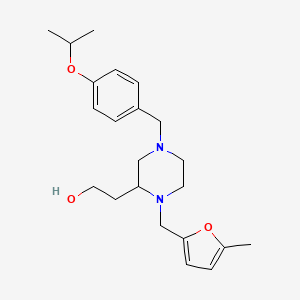 molecular formula C22H32N2O3 B3871578 2-{4-(4-isopropoxybenzyl)-1-[(5-methyl-2-furyl)methyl]-2-piperazinyl}ethanol 