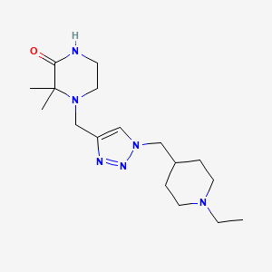 molecular formula C17H30N6O B3871585 4-({1-[(1-ethyl-4-piperidinyl)methyl]-1H-1,2,3-triazol-4-yl}methyl)-3,3-dimethyl-2-piperazinone bis(trifluoroacetate) 