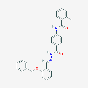 molecular formula C29H25N3O3 B387163 2-methyl-N-[4-[[(E)-(2-phenylmethoxyphenyl)methylideneamino]carbamoyl]phenyl]benzamide 