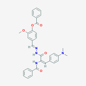 molecular formula C33H30N4O5 B387167 4-(2-{2-(Benzoylamino)-3-[4-(dimethylamino)phenyl]acryloyl}carbohydrazonoyl)-2-methoxyphenyl benzoate 