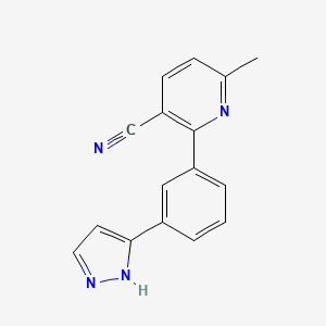 molecular formula C16H12N4 B3871685 6-methyl-2-[3-(1H-pyrazol-3-yl)phenyl]nicotinonitrile 