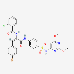 N-[(E)-1-(4-bromophenyl)-3-[4-[(2,6-dimethoxypyrimidin-4-yl)sulfamoyl]anilino]-3-oxoprop-1-en-2-yl]-2-chlorobenzamide