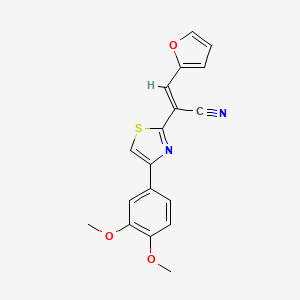 molecular formula C18H14N2O3S B3871768 2-[4-(3,4-dimethoxyphenyl)-1,3-thiazol-2-yl]-3-(2-furyl)acrylonitrile 