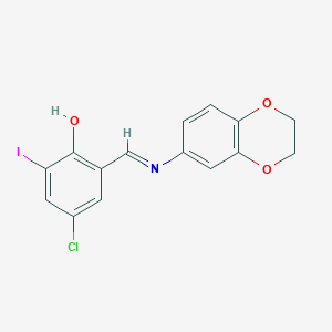 4-Chloro-2-[(2,3-dihydro-1,4-benzodioxin-6-ylimino)methyl]-6-iodophenol