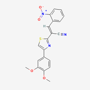 (E)-2-[4-(3,4-dimethoxyphenyl)-1,3-thiazol-2-yl]-3-(2-nitrophenyl)prop-2-enenitrile