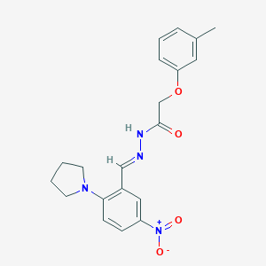 molecular formula C20H22N4O4 B387190 N'-[5-nitro-2-(1-pyrrolidinyl)benzylidene]-2-(3-methylphenoxy)acetohydrazide 